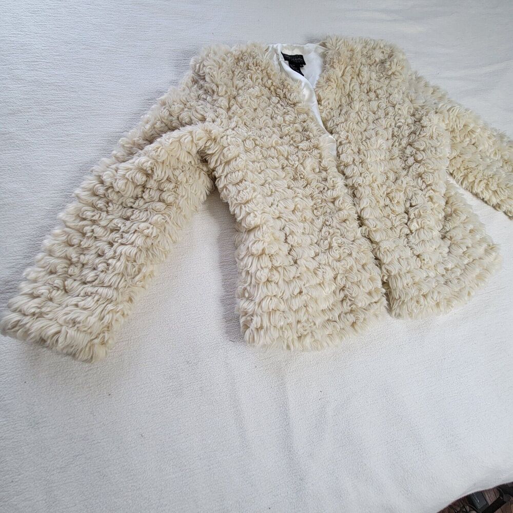 Live a Little Top Coat Jacket Womens Size Large Faux Fur Cream/White Size XL - Picture 4 of 16